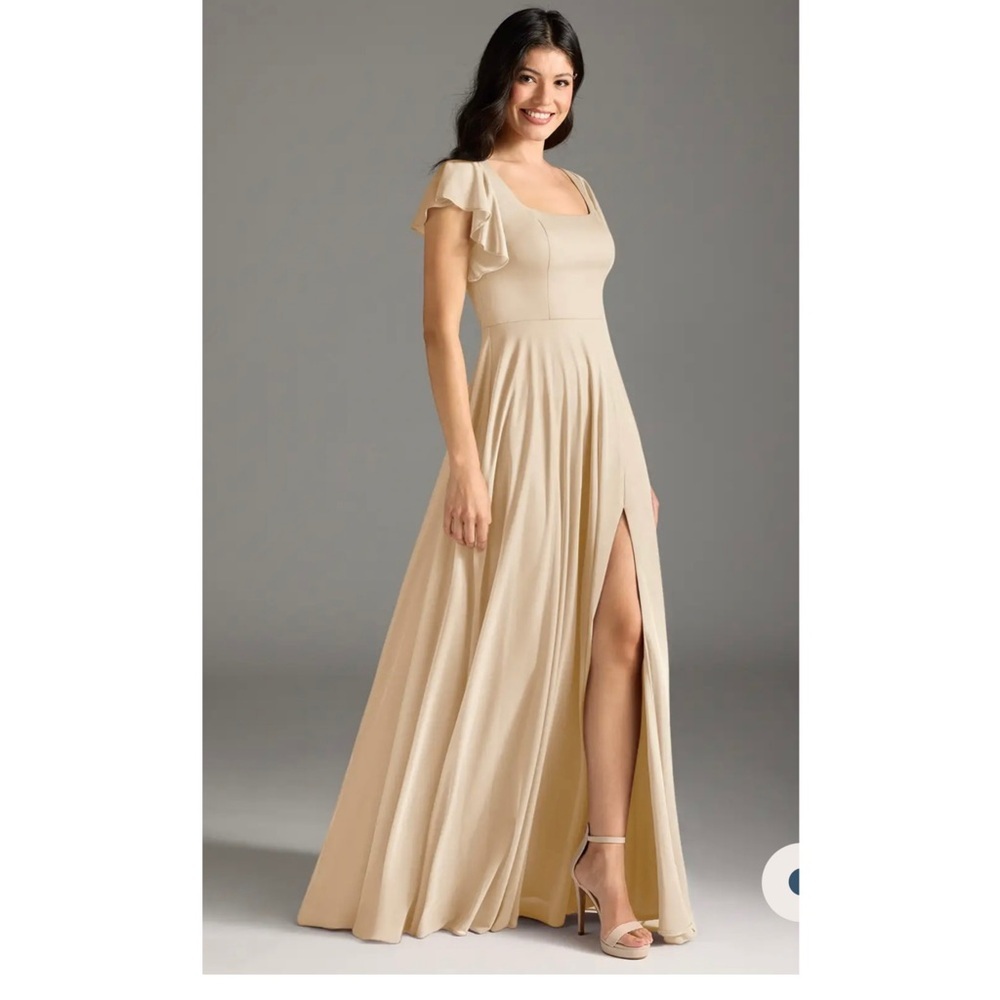 NWT Azazie Cream Maxi Dress with Slit